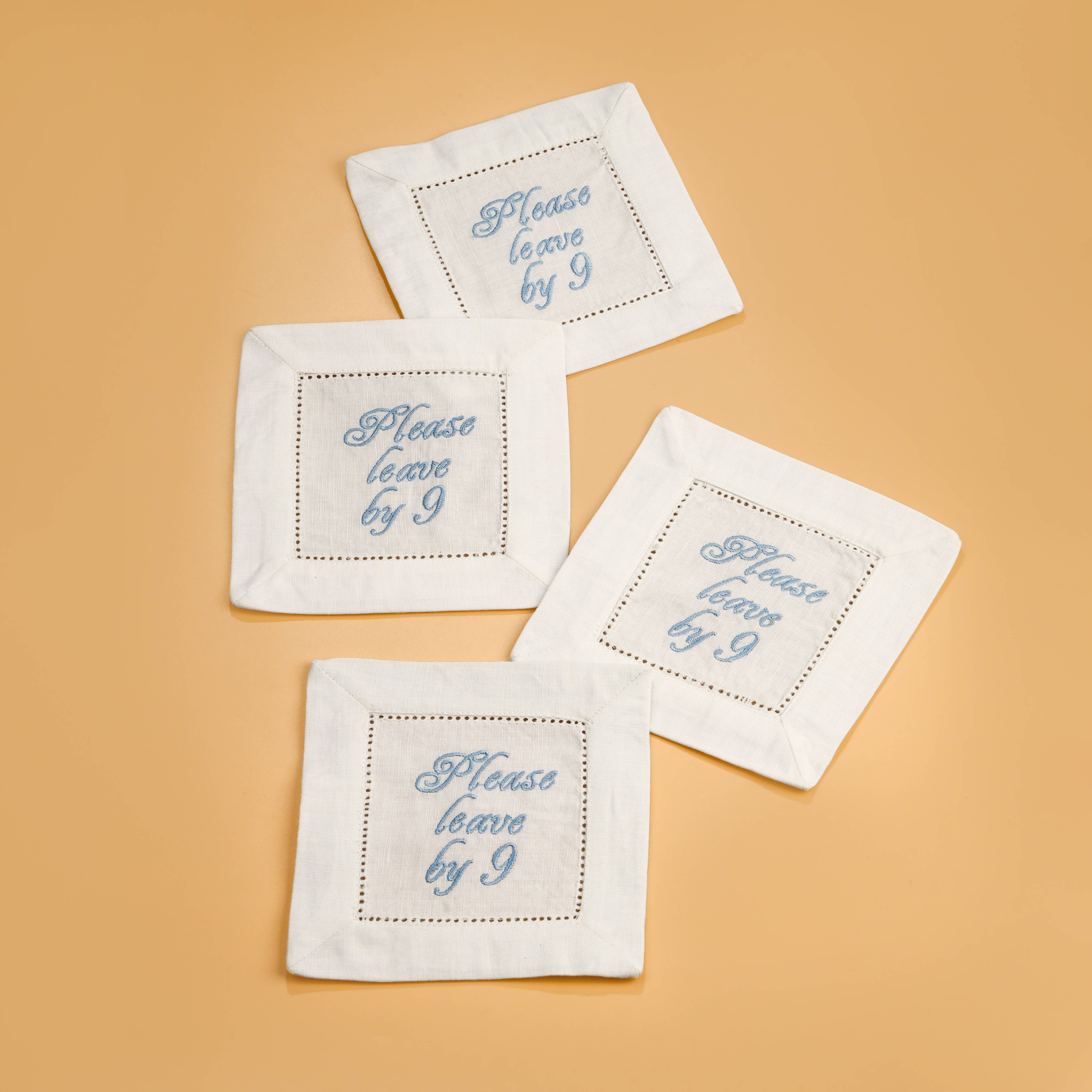 Please Leave by 9 Embroidered Cocktail Napkins