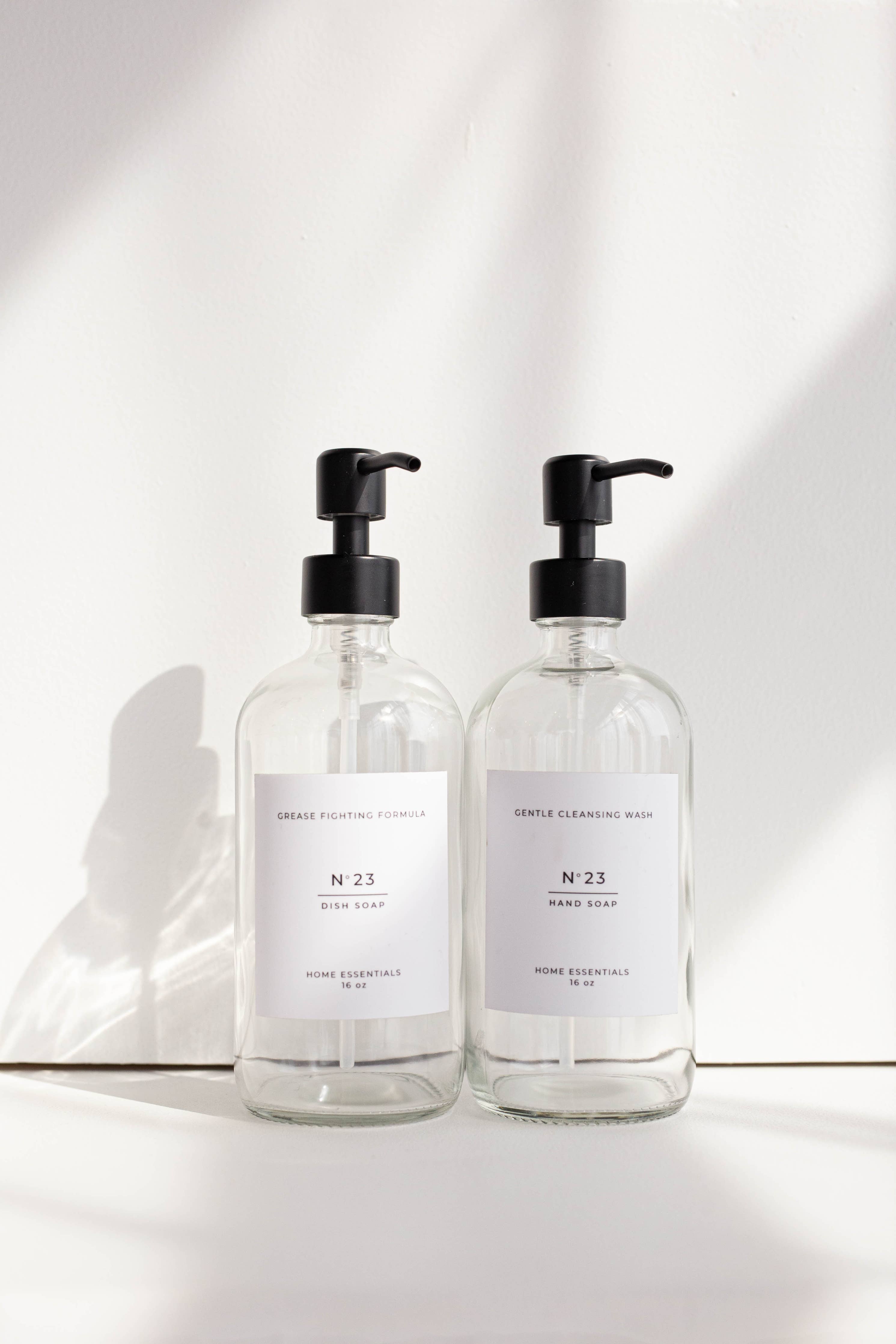 Clear Dish Soap Dispenser with Label