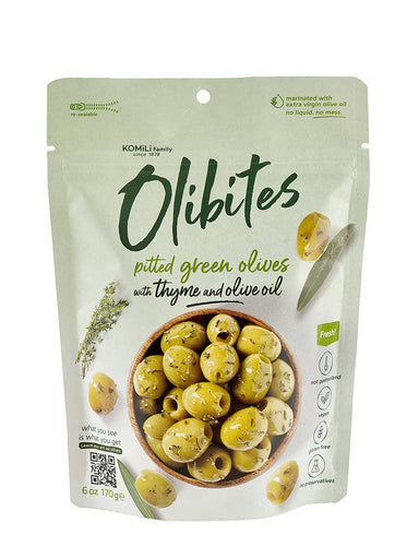 Olibites Pitted Green Olives With Thyme & Olive Oil 6 oz - Living with Ivey