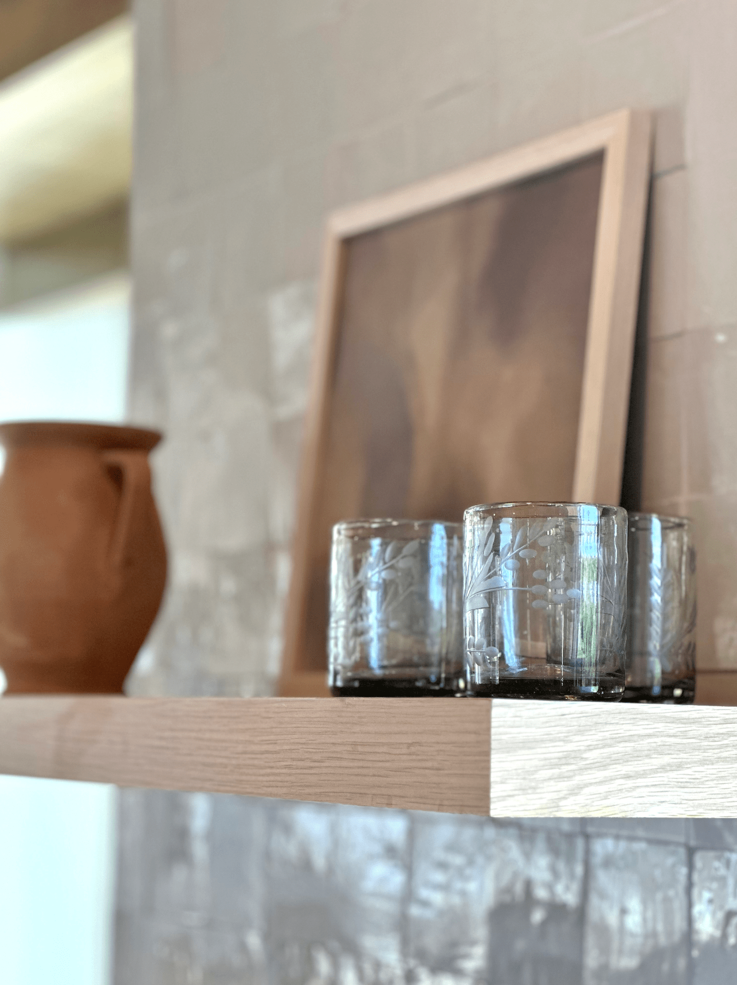 Hand-etched Blown Tumbler Glass - Thumbnail 3