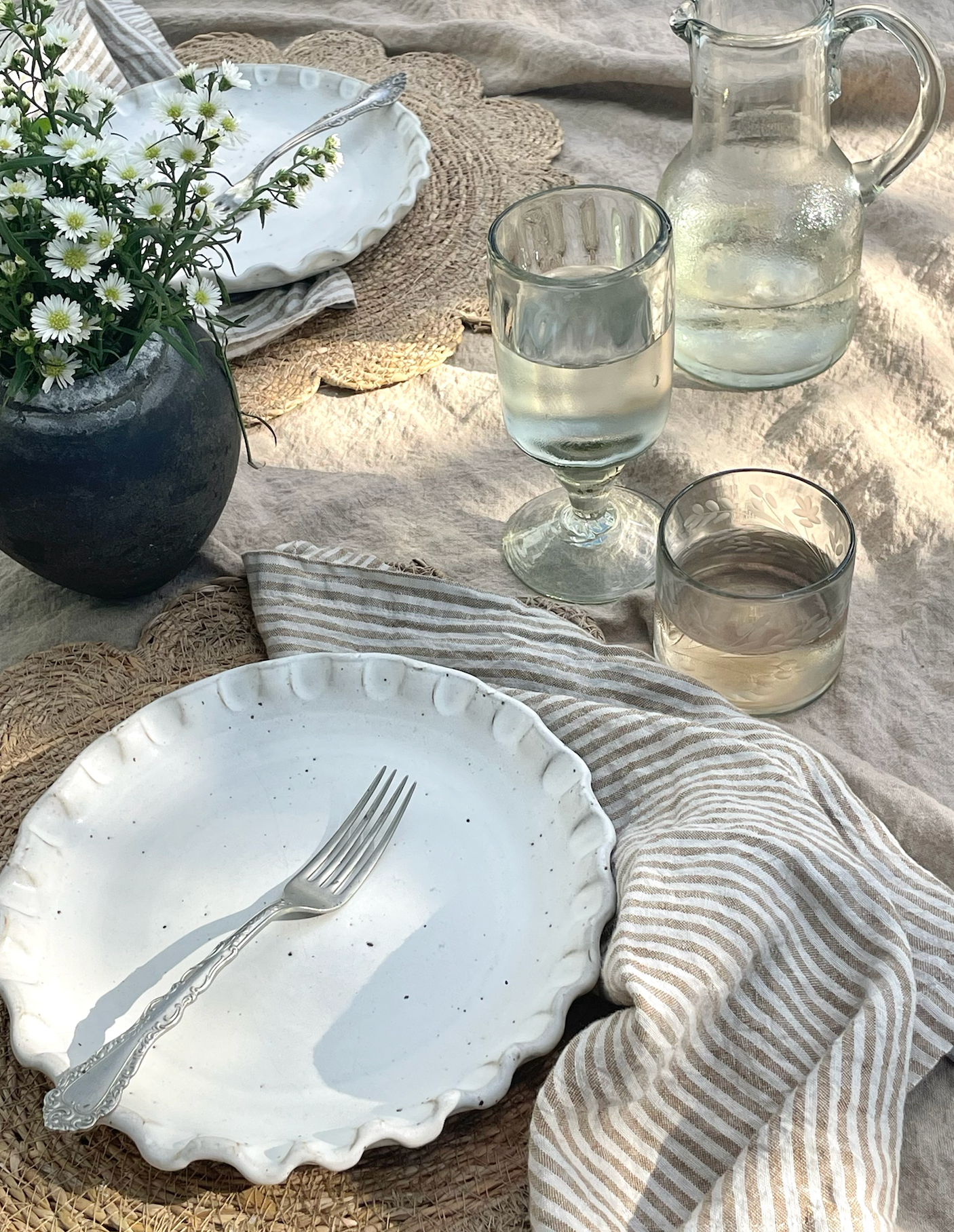 Hand-etched Blown Tumbler Glass