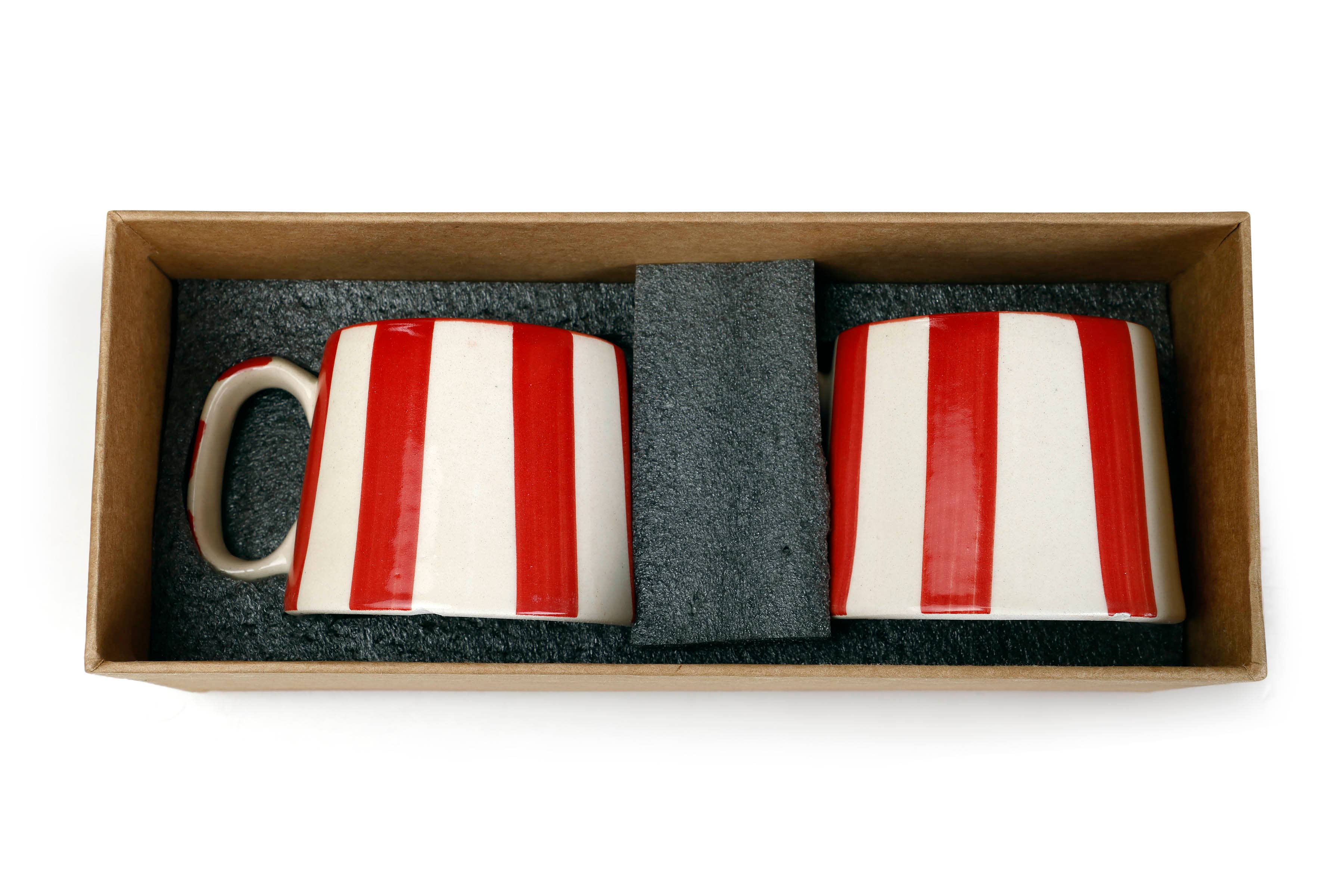 Ceramic Red Stripe Coffee Cup