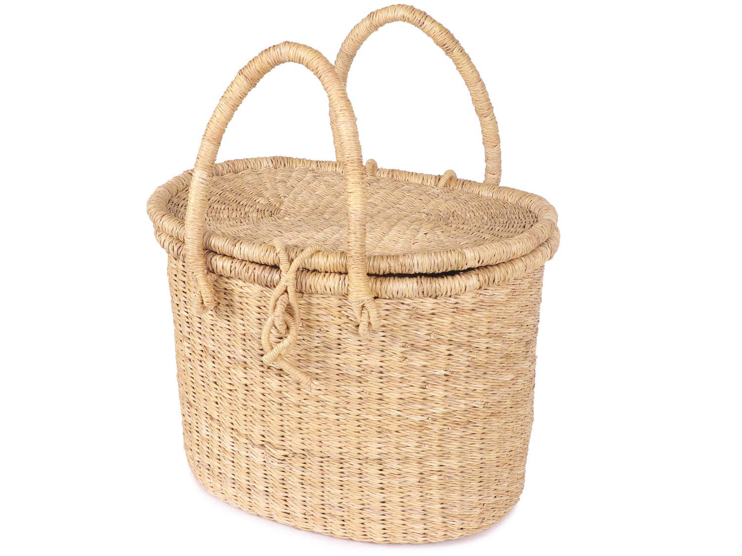 Natural Lidded Picnic Basket