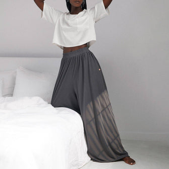 Organic Pima Wide Leg Pant - Dark Grey