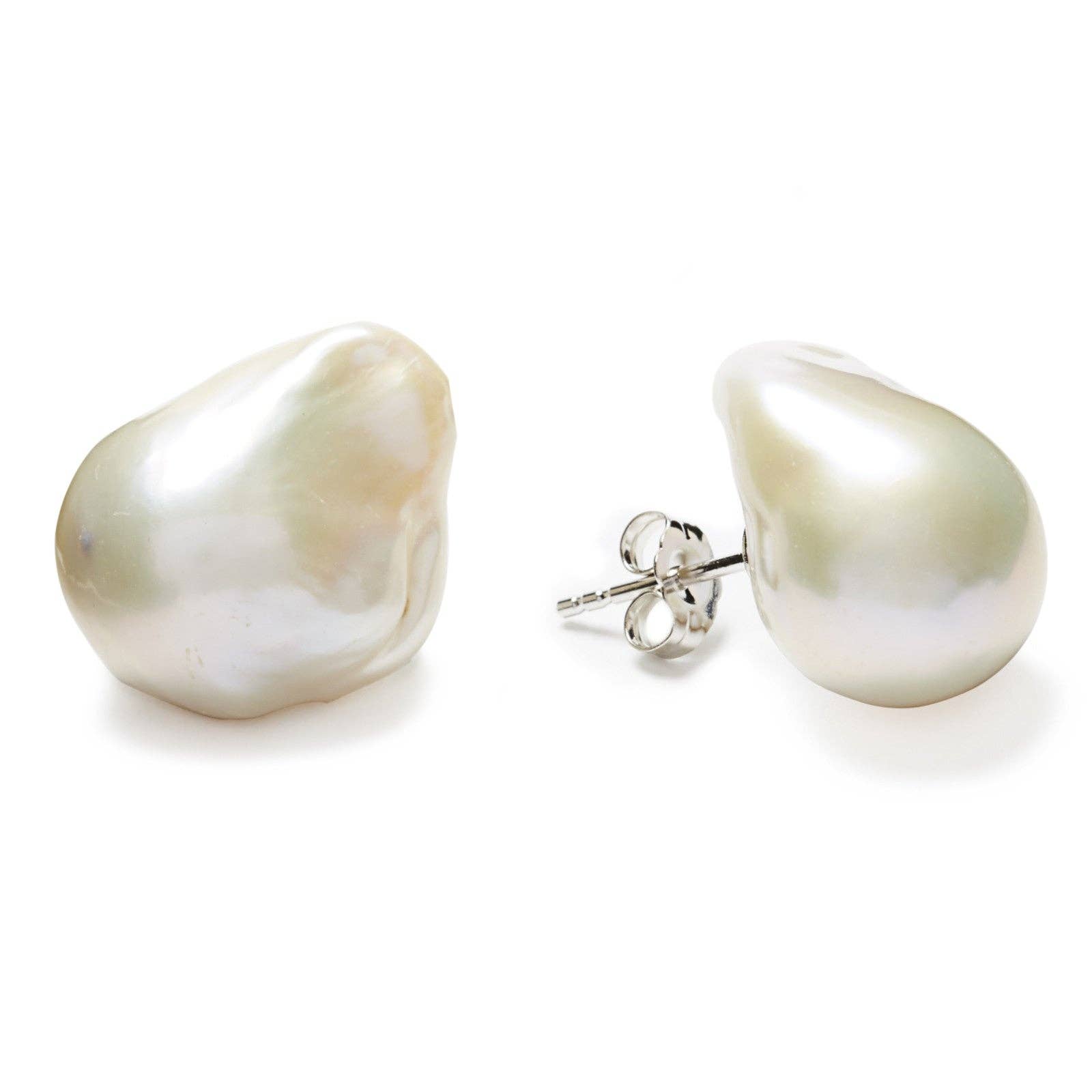 White Baroque Stud Earrings