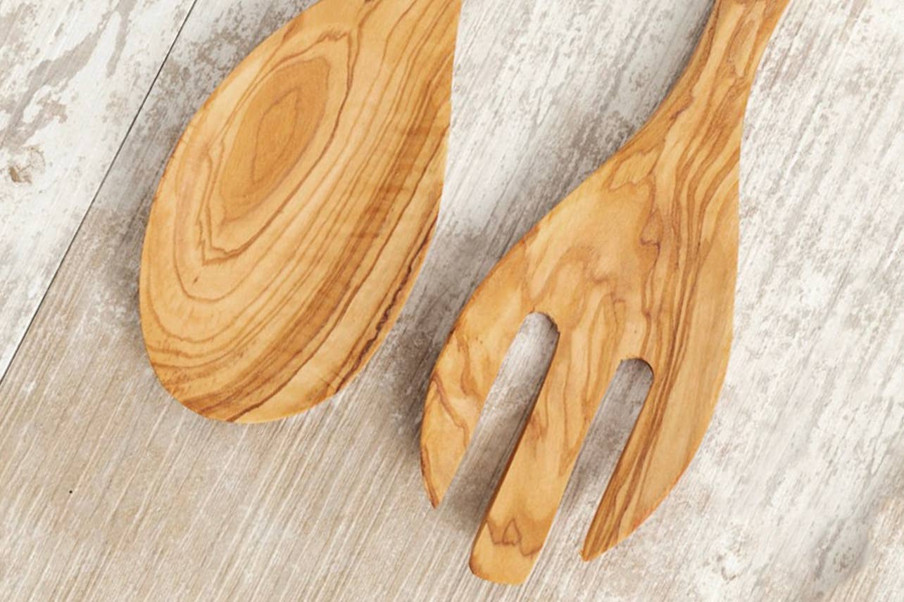 Italian Olivewood Salad Servers - Living with Ivey