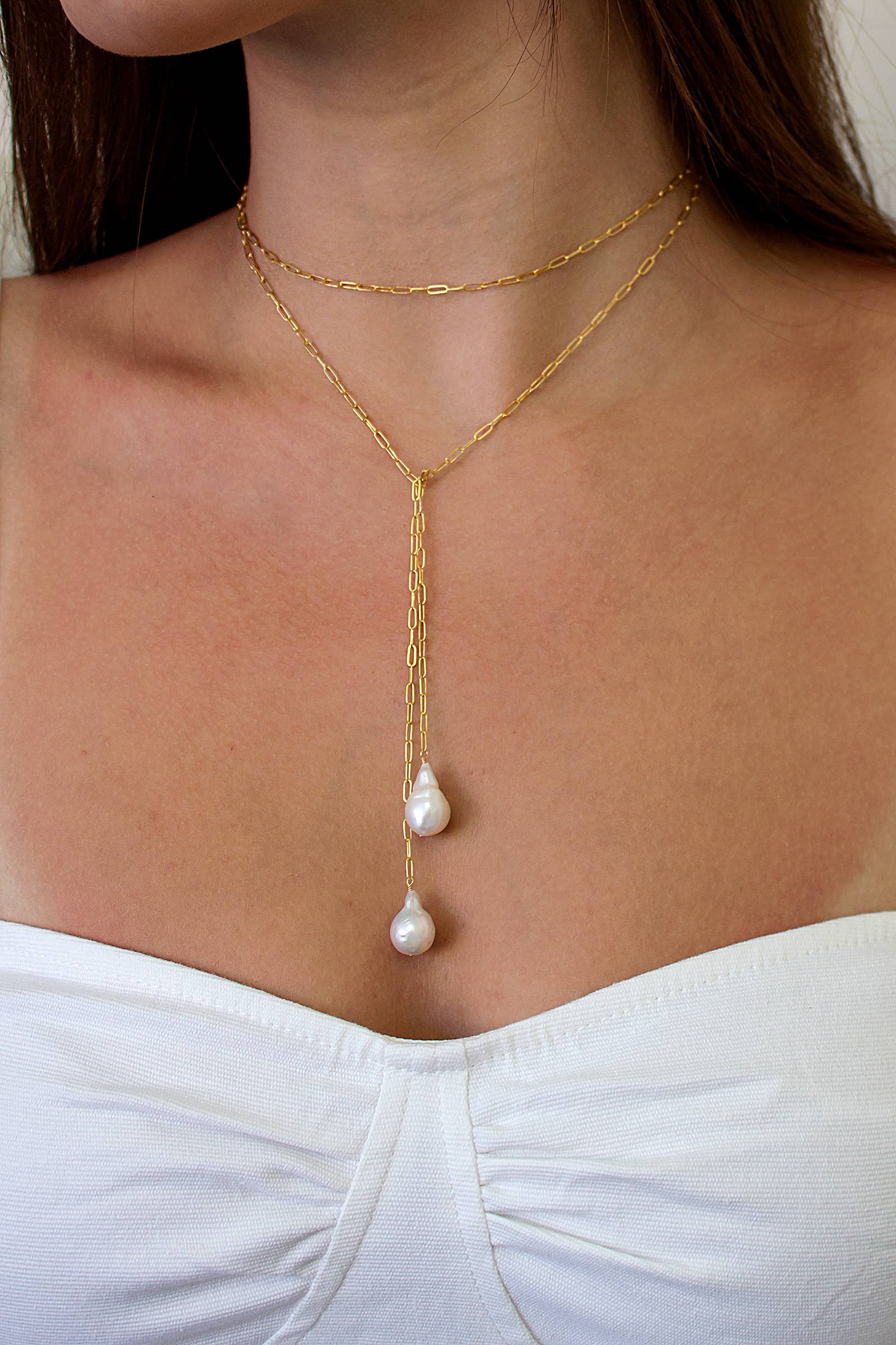 Breathless Tie Lariat Pearl Necklace - Living with Ivey