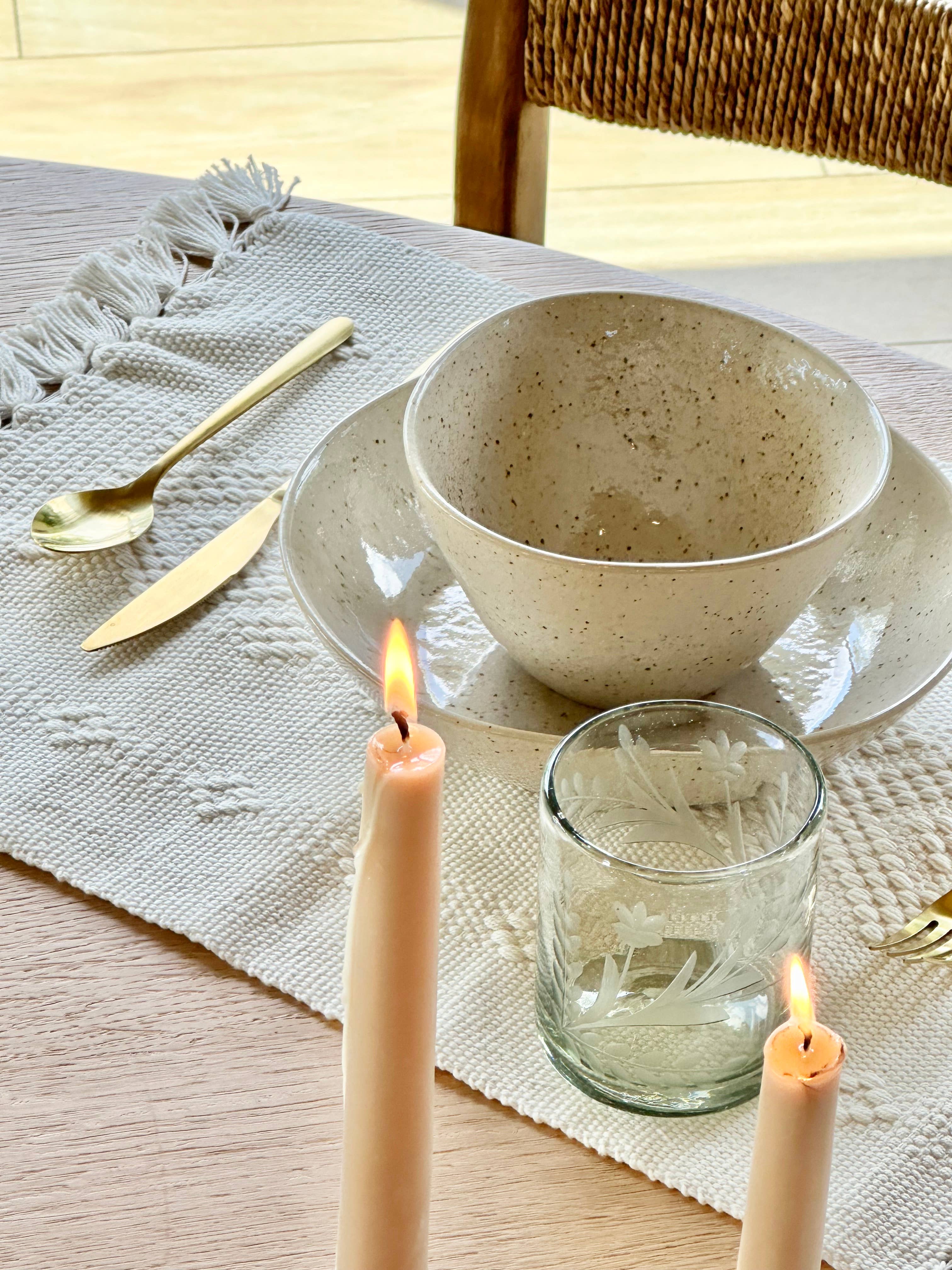 Hand-etched Blown Tumbler Glass