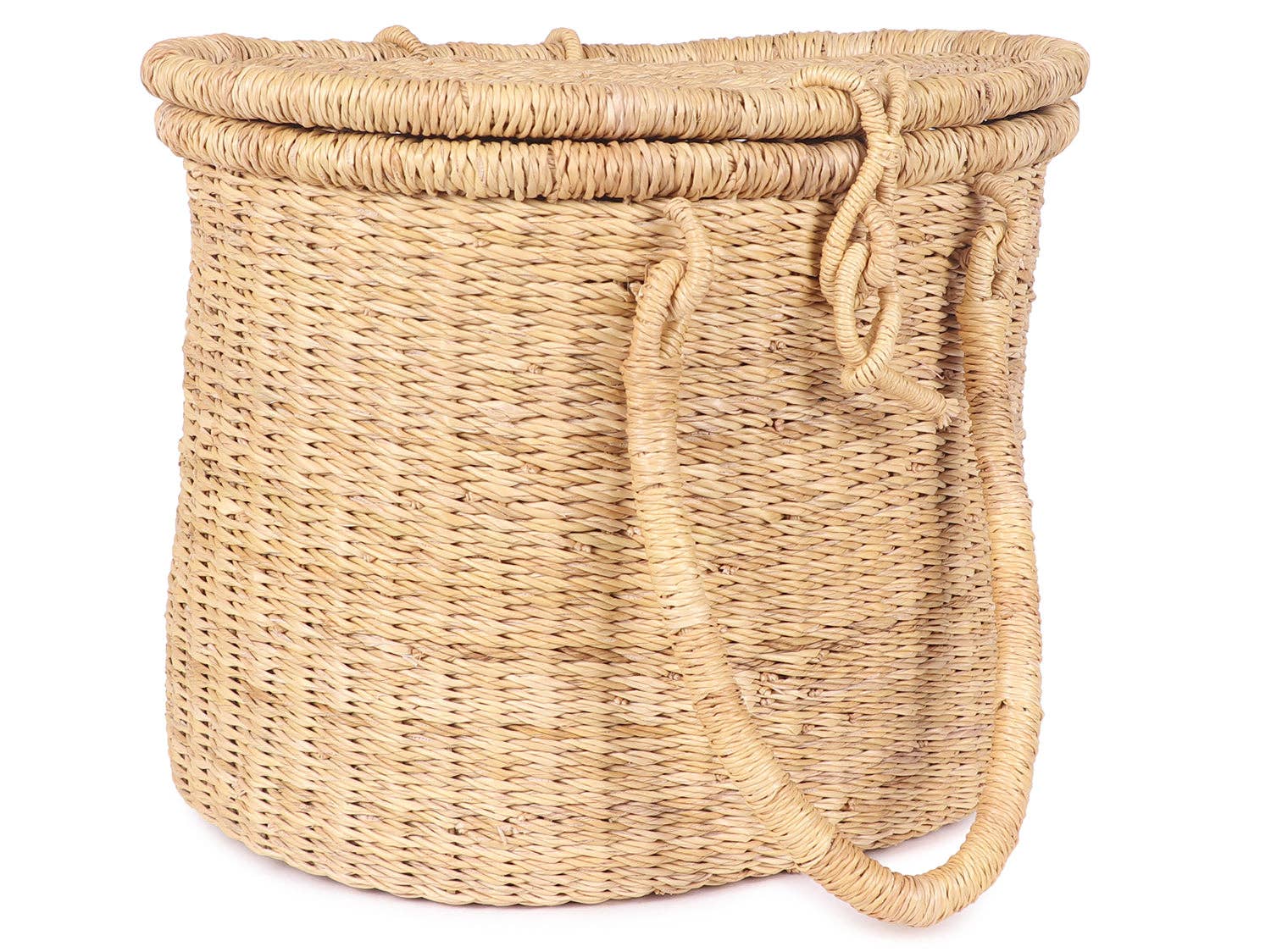 Natural Lidded Picnic Basket