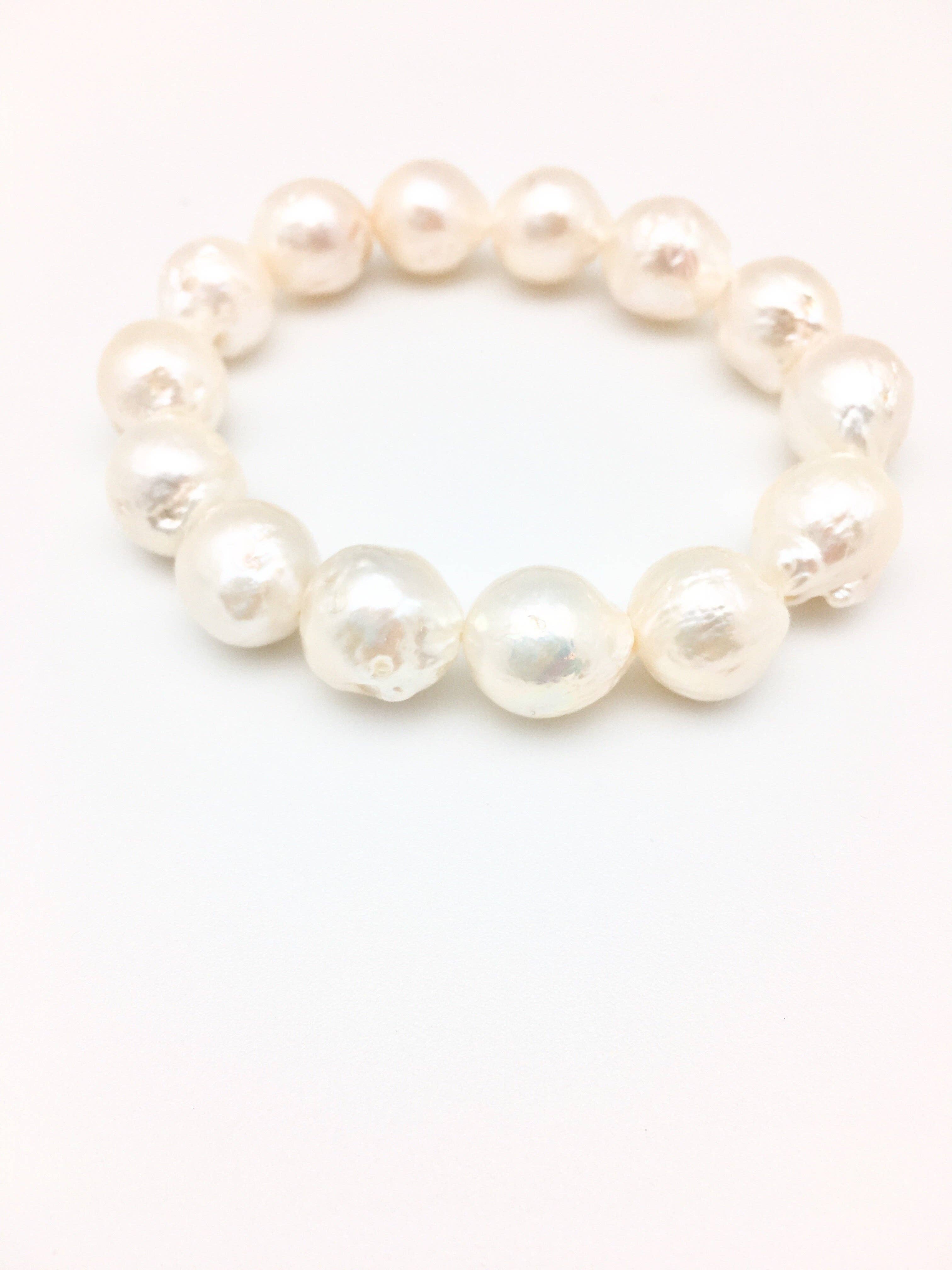 White Baroque Pearl Beaded Bracelet