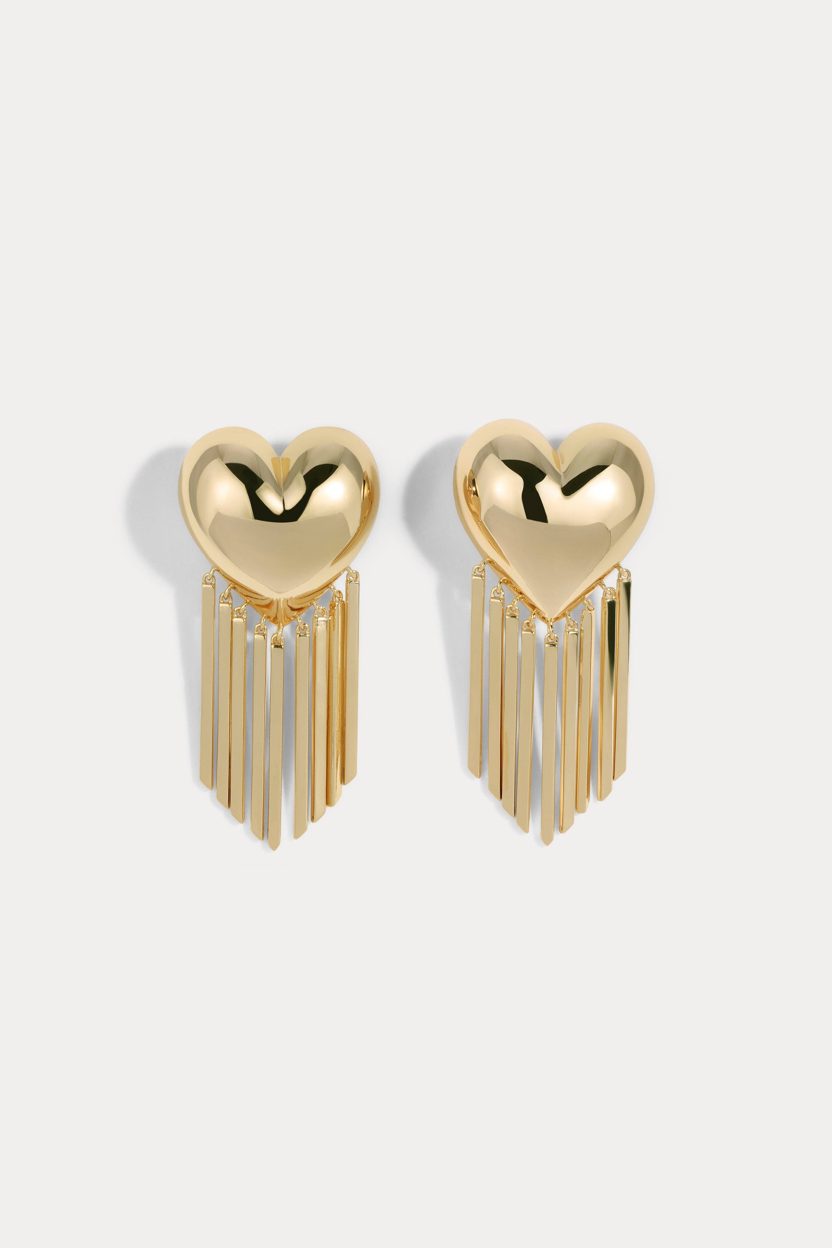 Small Bubble Heart Fringe Earrings