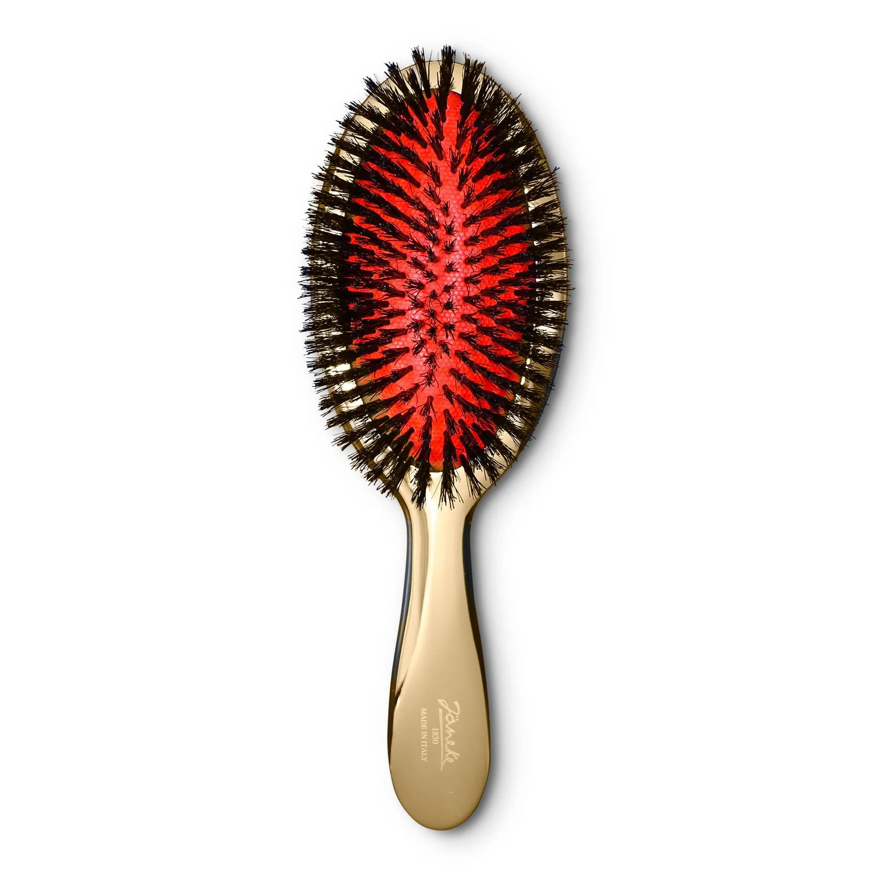 Medium Natural Bristle Hairbrush - Gold