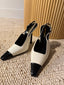 Saint Laurent Ivory and Black Slingback Heels - size 38 NEVER WORN