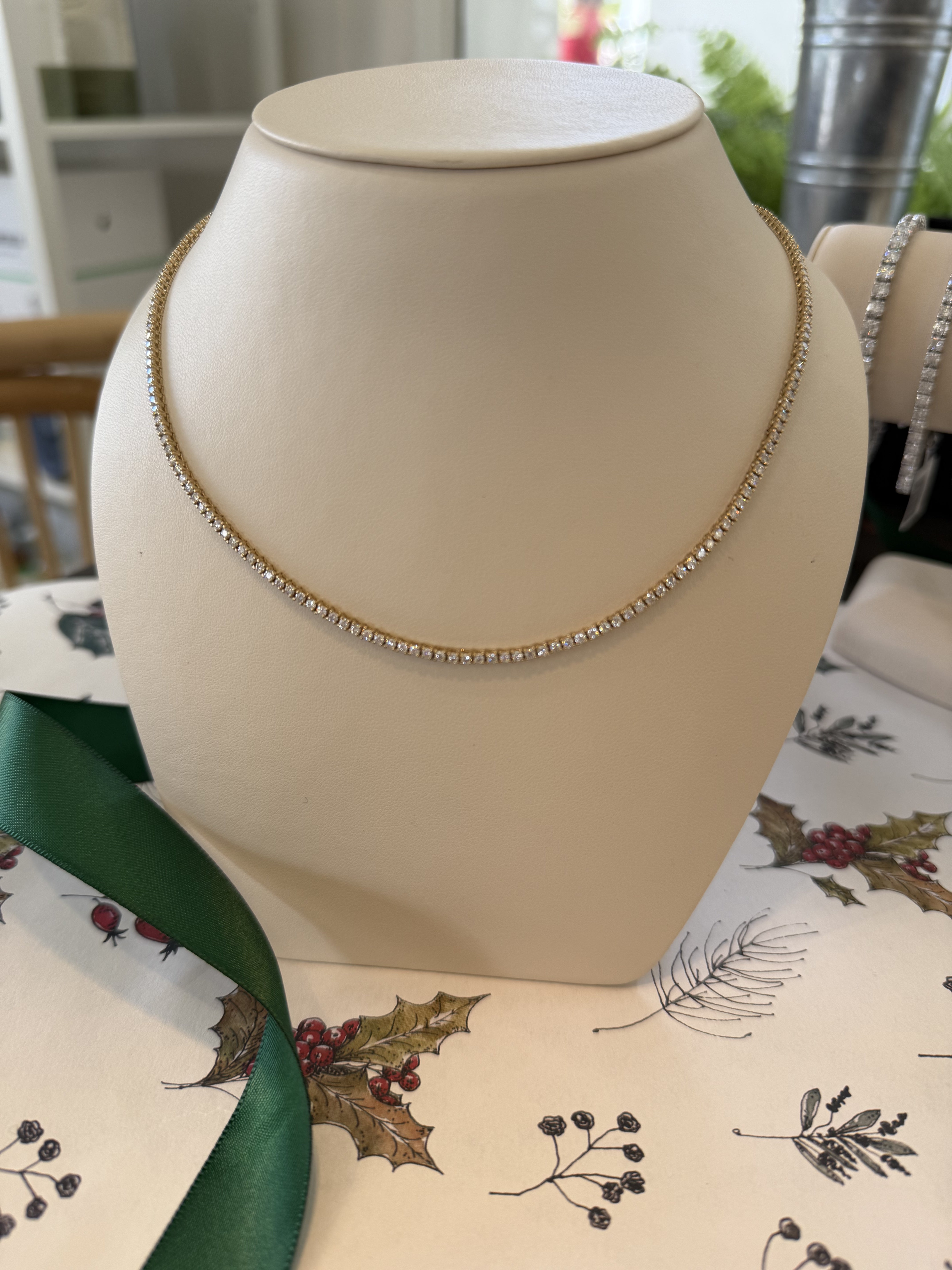 Yellow Gold Tennis Necklace