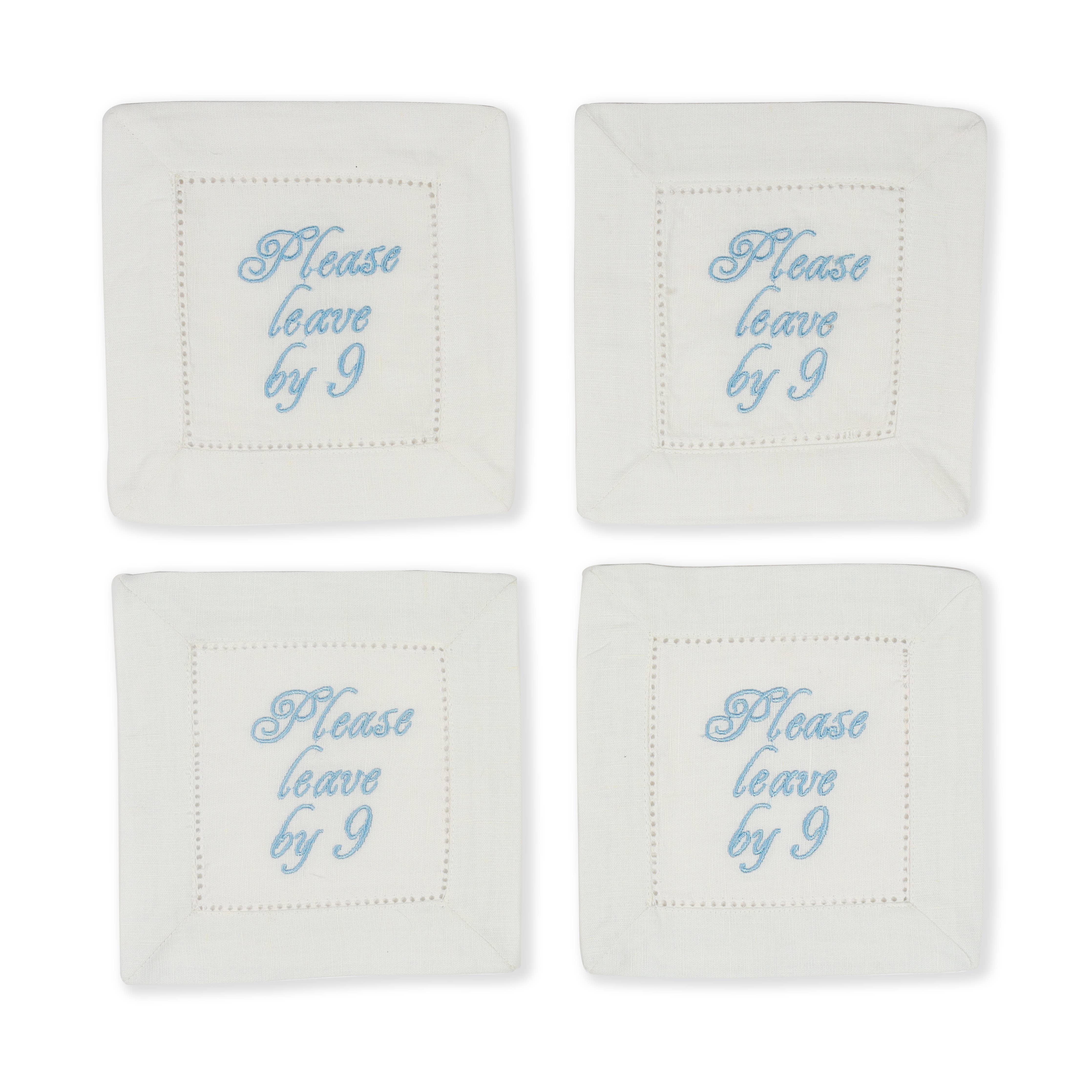 Please Leave by 9 Embroidered Cocktail Napkins