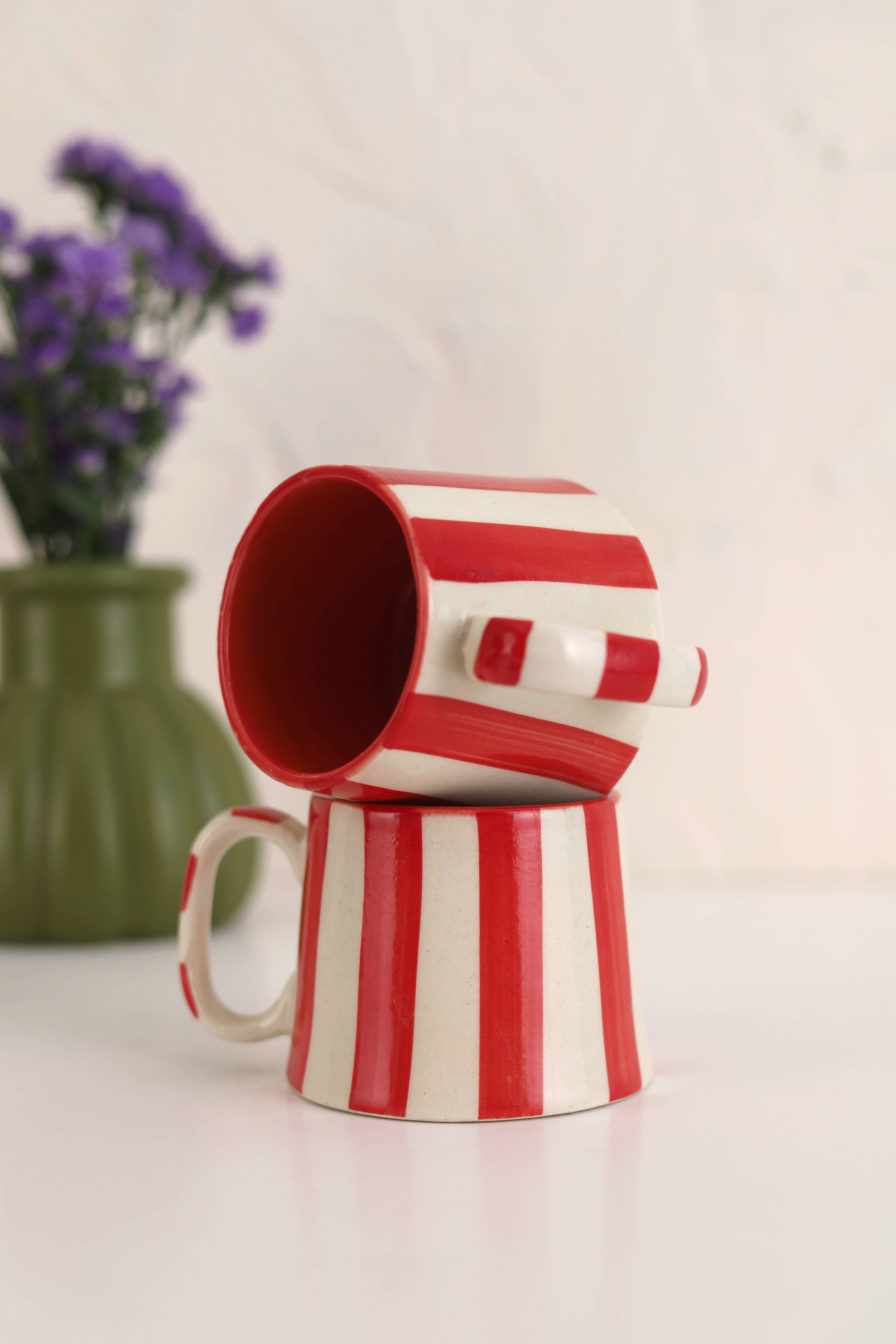 Ceramic Red Stripe Coffee Cup