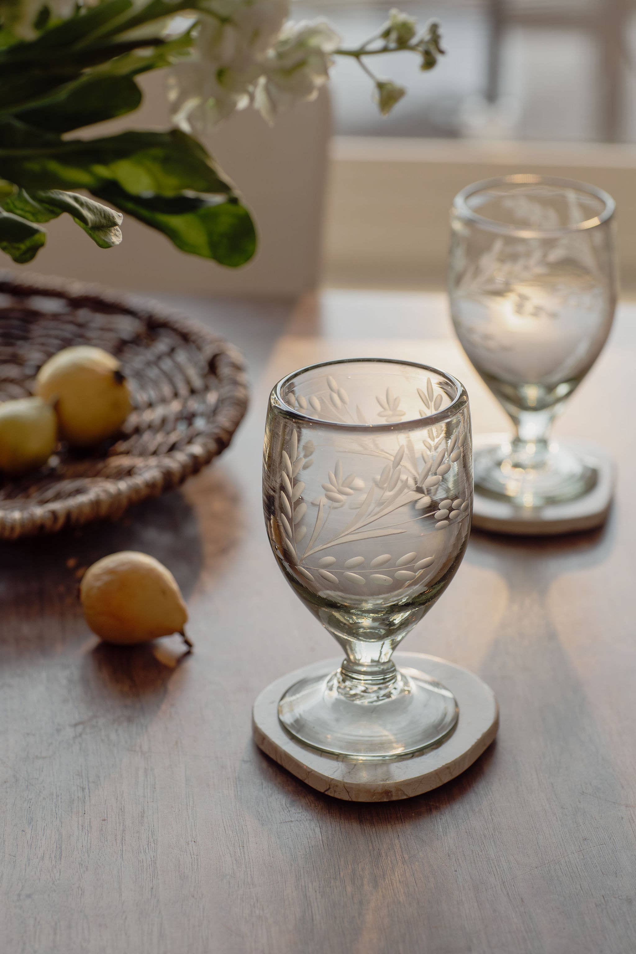 Hand-etched Lua Glass