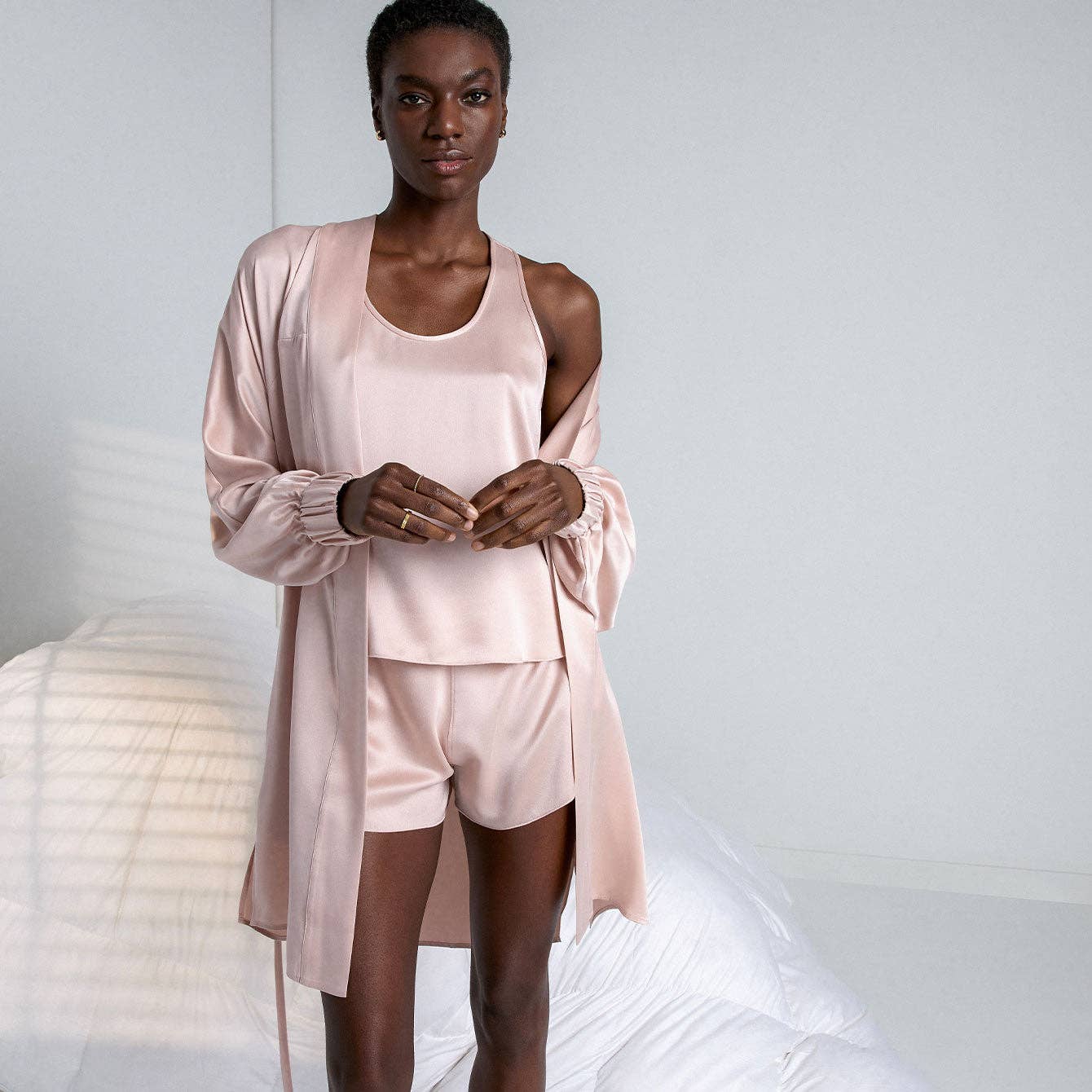 Washable Short Silk Robe - Living with Ivey