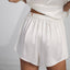 Washable Silk Tee Short Set - White