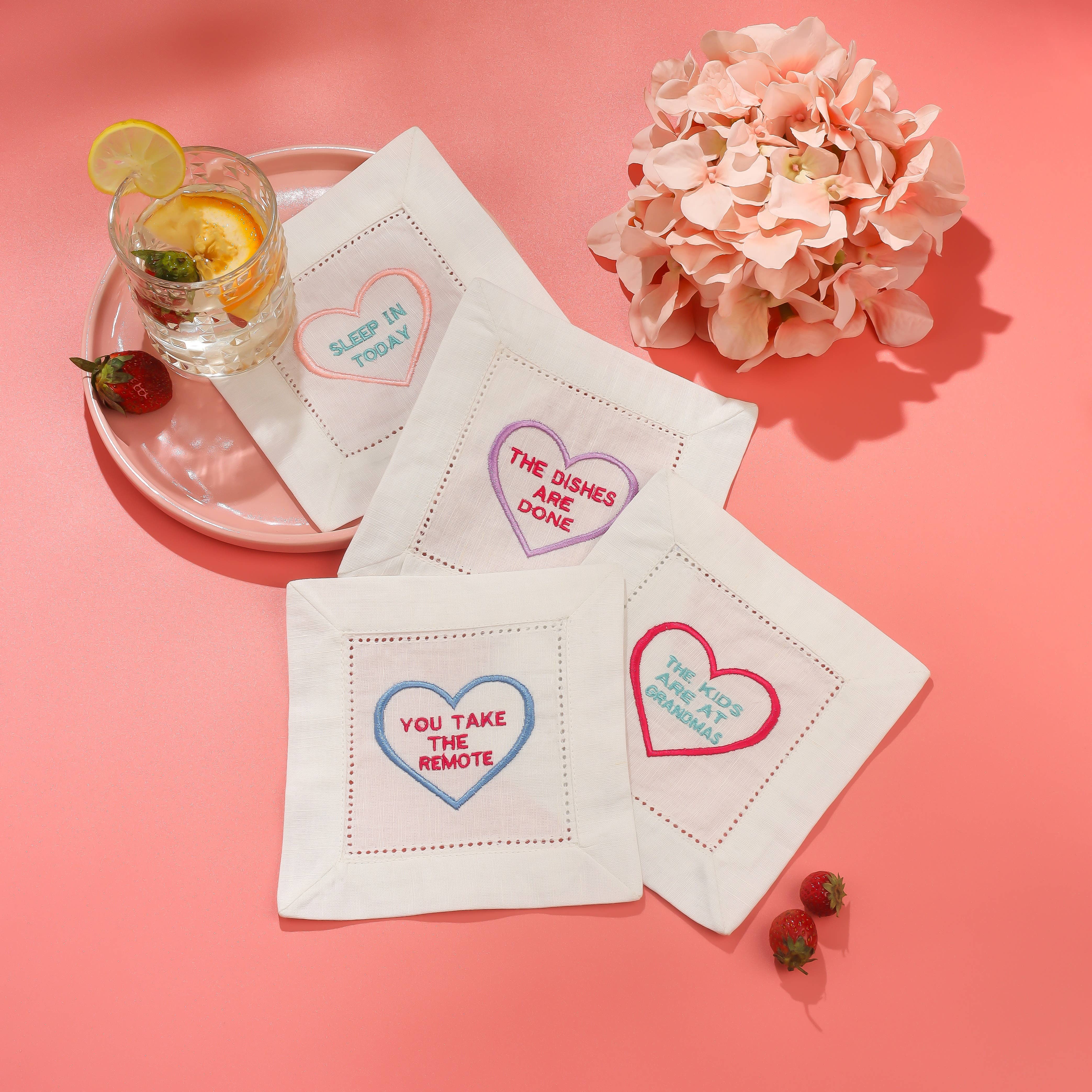 Cocktail Chuckles Embroidered Napkins