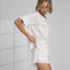Washable Silk Tee Short Set - White