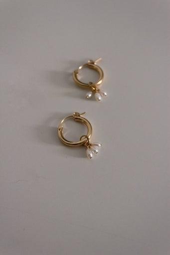 Dainty Freshwater Pearl Droplets Mini Hoop Earrings - Christine Elizabeth Jewelry - Living with Ivey