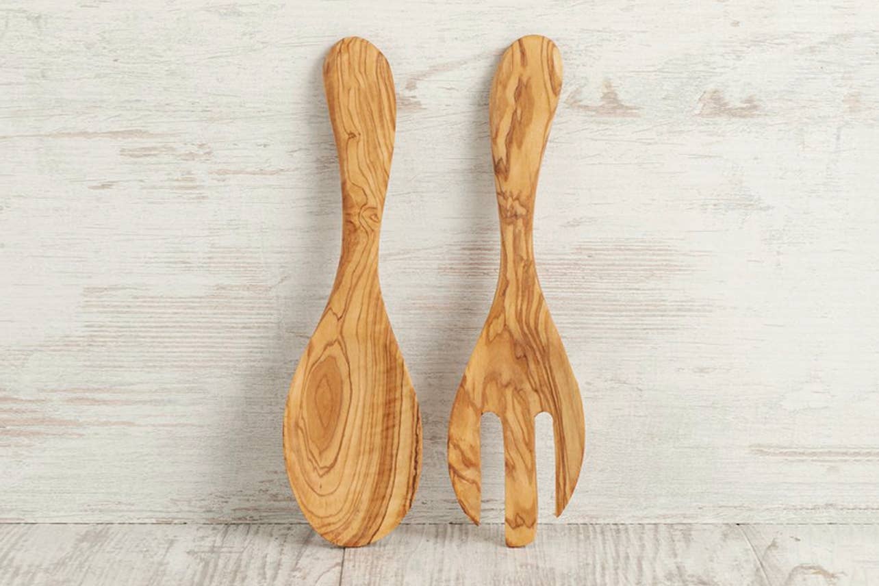 Italian Olivewood Salad Servers - Living with Ivey