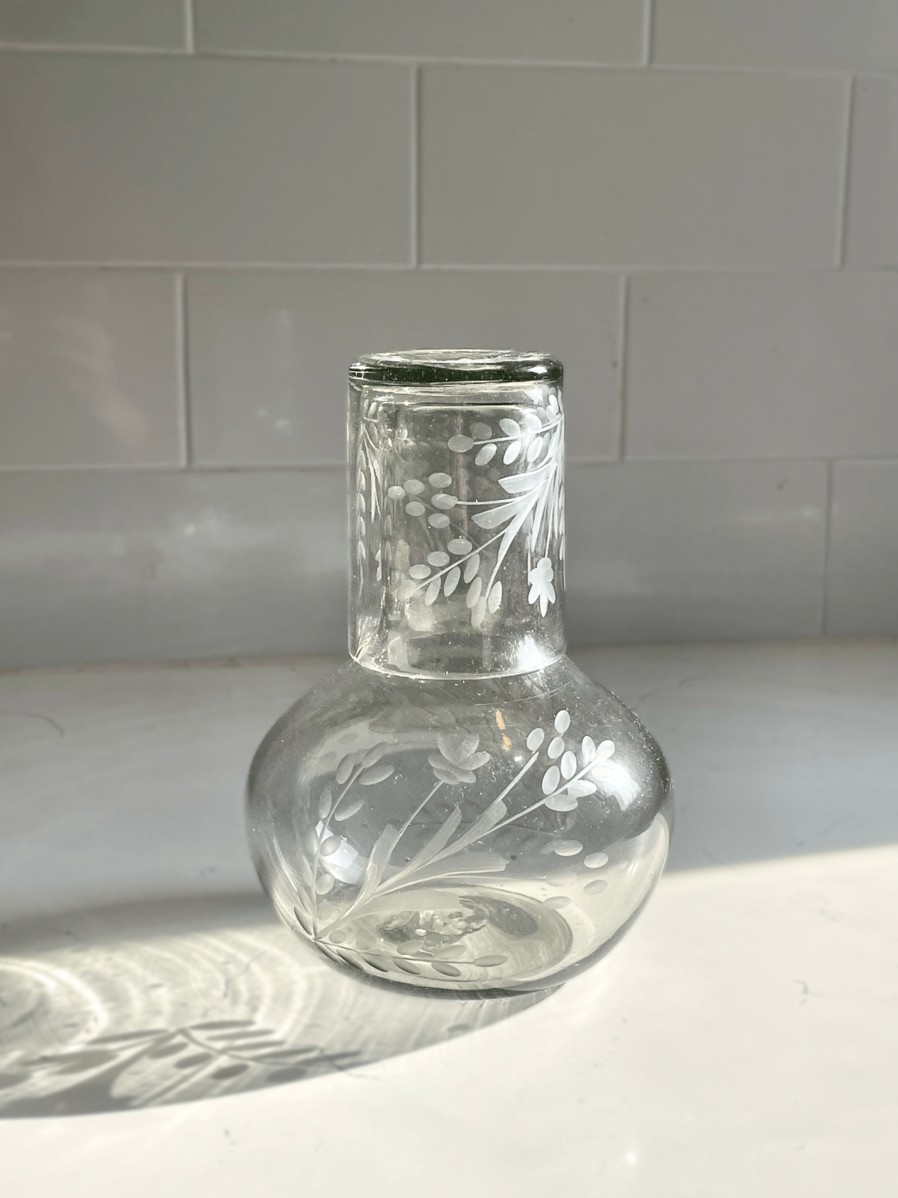 Hand-etched Blown Carafe Set - Thumbnail 3