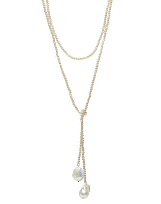 Petra Lariat, nude crystals/baroque pearls - In2 design - Living with Ivey