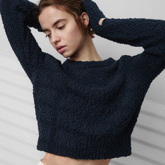 Textured Cotton Shrunken Crew Neck - LUNYA - Living with Ivey
