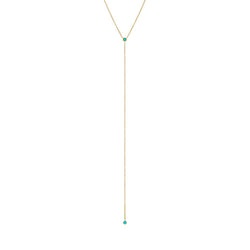 Turquoise Double Solitaire Bezel Lariat Necklace 14K - By Adina Eden - Living with Ivey