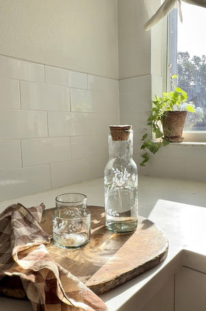 Villa Lua Home | Hand - etched Carafe with Bark Top - Villa Lua Home - Living with Ivey